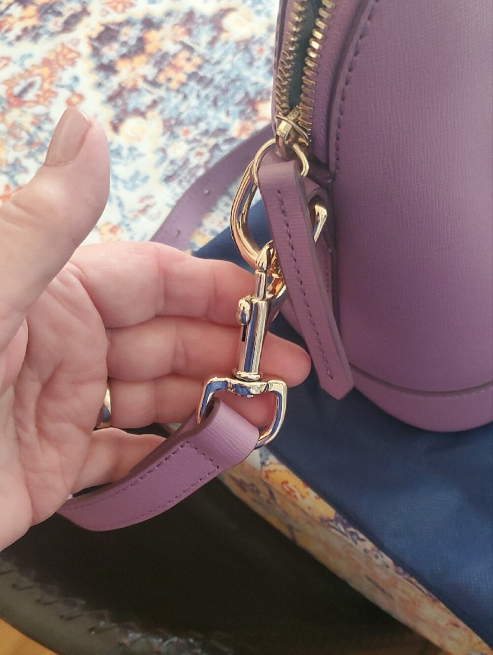 Dooney & Bourke Lilac Dome Satchel with Gold Hardware - Picture 10 of 11